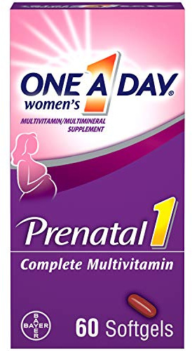 One A Day Women's Prenatal 1 Multivitamin Including Vitamin A, Vitamin C, Vitamin D, B6, B12, Iron, Omega-3 DHA & more, Tablet,Softgels, 60 Count - Supplement for Before, During, & Post Pregnancy