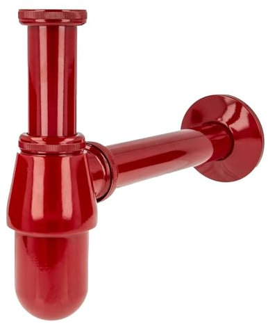 tecuro PROFI Flaschen-Geruchsverschluss Siphon, extra lang - rot (RAL 3003)