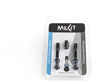 milKit Bike Tubeless Presta Valve Stem Black - Tubeless Tire Valve Cores and Valve Core Removal Tool Are Included - Pack of 2 (35mm)