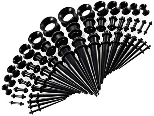 BOOM 18 Stück Taper konisch + 18 Stück Ohr-Plugs 1,6 mm-10 mm Acryl + 14 Stück Silikon Tunnel 3 mm - 12 mm, Acryl