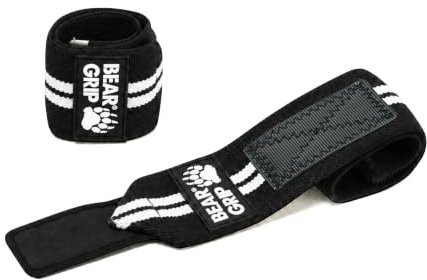 BEAR GRIP Weight Lifting Wrist Wraps - Support Wrist Strap for Gym | Heavy duty gym wrist straps with secure support for powerlifting, bodybuilding, fitness workouts and calisthenics