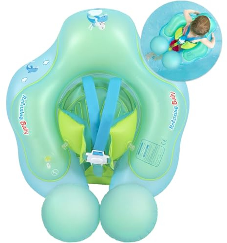 Inflatable Baby Swimming Float 3-6-12 Months Newborn Baby Float, Infant Baby Pool Float Baby Inflatable Seat Swimming Float Ring for Baby Boy Girl 0-6-12-18-36 Months Toddlers (Blue, S (3-12 Months))