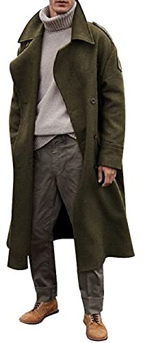 LAOSU Manteau Hiver Homme Trench Coat Chaud Épais Veste en Coton Grande Taille Coupe-Vent 2022 Nouveau Mode Beau Rétro Coat Col Revers Blouson Confortable Pas Cher Parka Double Boutonnage