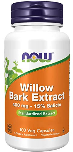 Now Foods, Willow Bark Extract (Weidenrinden-Extrakt), 400mg, 100 vegane Kapseln, Laborgeprüft, Sojafrei, Glutenfrei, Ohne Gentechnik