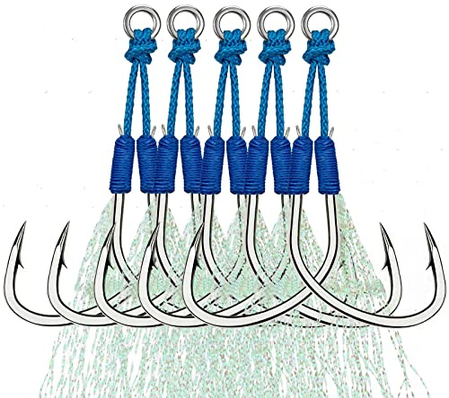 THKFISH Assist Angelkaken Salzwasser Dancing Stinger Jigging Hooks Double Assist Ersatz Angelhaken für Angeln Jigging Kunstköder Haken BLUE-1-0-5pcs