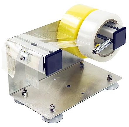 LDS Industry 4 inches Desktop Tischplatte Tape und Label Dispenser, Großer Desktop Tape Dispenser für 2''、3'' Band, lackierter blauer Stahlrahmen mit Saugnapf Sauger TTD-03