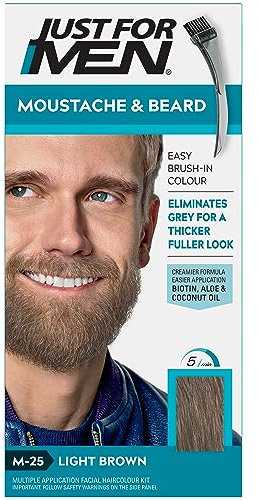 Just For Men Bart & Schnurrbart Farbe Hellbraun, Beseitigt Graues Haar und sorgt für dickeres und volleres Aussehen, M25
