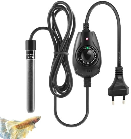 FEDOUR 15W/25W/35W Mini Aquarium Heizung Tauchbare kleine Aquarienheizung für 1-30L Aquarium, Fischschalen, Nano Aquarium,Betta Aquarium Heizstab mit externem Temperaturregler