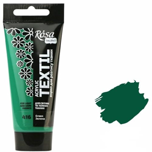 Krevo Art Stoffmalfarben Stofffarben Waschfest Textilfarbe grün Acrylfarbe Wasserbasis | 60ml Tube | Textilfarbe waschmaschinenfest zum Fixieren | Intensiv deckend für helle und dunkle Stoffe