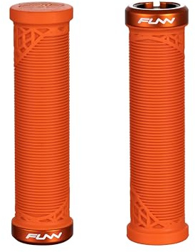 Funn Hilt JR Poignées de Guidon de VTT avec Un Seul Verrouillage à Serrage, poignées de Guidon de vélo avec Serrure avec Un diamètre intérieur de 19 mm, poignées de vélo Courtes (Orange)