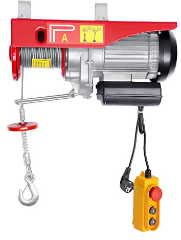 Paranco elettrico con paranco a catena, rimorchio elettrico per argano a fune, 800 kg, con telecomando, interruttore di emergenza, per fabbriche banchine, magazzini, logistica