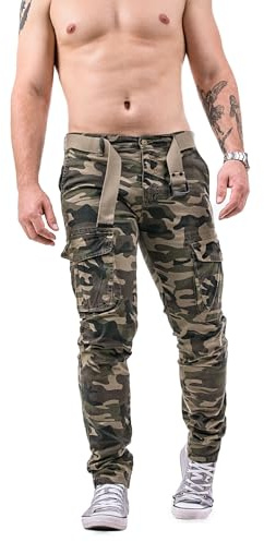 Instinct I Pantaloni Cargo Uomo Tattici Militari Mimetici Elasticizzati con Tasche Laterali, Slim Fit, Tasconato Multitasche per Caccia, Escursionismo, Trekking, Lavoro e Viaggio 46, Beige - 608