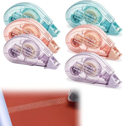 DXPETA 6 PCS Double-Sided Tape Dispenser, 6mm x 6m, Pink, Blue, Purple, for Scrapbooking, Crafts, Gift Wrapping