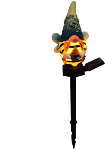 Statua a forma di da giardino a energia solare, statuetta a forma di con luci per vialetti, ornamenti decorativi a tema ape, luci da giardino per cortile, patio, prato e passerella