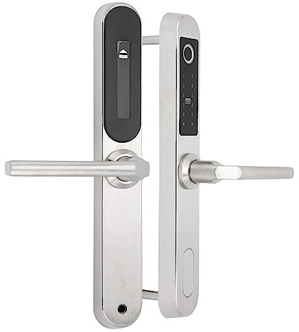 Blocco della Porta di Impronta Digitale Intelligente con Manico, Tastiera a Deadbolt Password Bloccanti a Leva Blocco della Porta Antifurto con 2 Chiavi, Maniglie Regolabile per