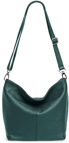 Caspar Klassisch Elegante Leder Handtasche Damen Tasche mit verstellbarem Schultergurt - PREMIUM LINE - Modell No.803 - Made in Italy, Farbe:petrol, Accessoires:One Size