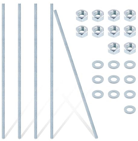 5 Pièces Tige Filetée M8 x 300 mm Fileté M8 Galvanisé Tige Filetee avec Filetage Métrique Complet, avec Écrous et Rondelles