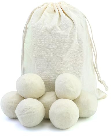 7 bolas de secado para secadora de 5 cm para lavadora, bolas de secado de lana, suavizante natural, bolas de lavandería para secadora, ropa suave (blanco)