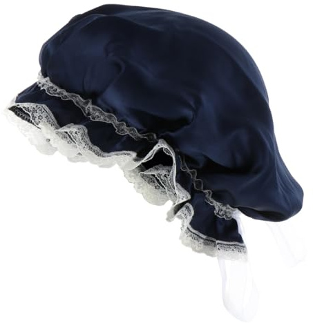 SOIMISS Bonnets De Nuit En Soie Avec Dentelle Réglable Bleu Marine Bonnet De Soins Capillaires Pour Femmes Protection Cheveux Nocturne