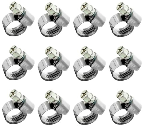 12 Pièces Colliers de Serrage en Acier Inoxydable 8-16mm, Lot de Colliers de Raccordement pour Tuyaux, Adaptés au Lave-linge, Arrosage de Jardin, Piscine et Raccordements Industriels