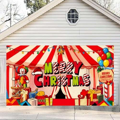 Banner per porta del Garage di Natale, copertura della porta del Garage di Natale Babbo Natale scena di neve inverno Buon Natale sfondo per parete porte giardino sfondi decorazione festa