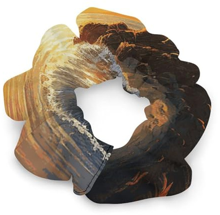 Palm Tree Sun Landscape Hair Scrunchies for Women Cute Elastic Hair Bands Large Ponytail Holders Soft No Crease Hair Ties Stylish Hair Accessories No Damage Scrunchy for Thick Thin Hair