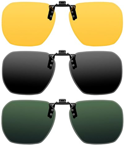 HTTDSLF 3Pièce Clip Lunettes de Soleil Polarisées, Clip Polarisé Unisexe Sur des Lunettes de Solei, Surlunettes De Soleil, Protection UV400, Pour Conduite/pêche