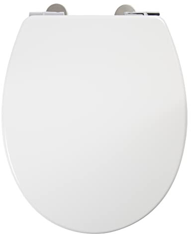 Croydex Haughton Premium Toilet Seat Soft Close - Adjustable Hinges Fit All Standard Toilets with Quick Release Button for Easy Cleaning and Made from Heavy Duty White Thermoset Plastic
