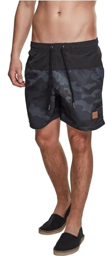 Urban Classics Block Swim Shorts, Pantaloncini da Bagno, Uomo, Blk/Darkcamo, L