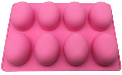 BESTonZON 8 Hohlräume Oval Ei Form Silikonform DIY Ostereier Kuchen Fondant Gelee Schokolade Dessertform Küche Backen Werkzeug (Zufällige Farbe)