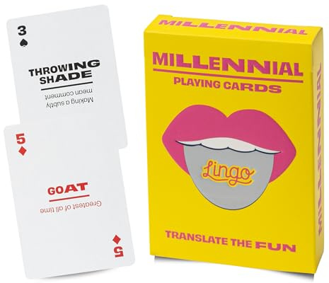 Lingo Slang Playing Cards | Language Learning Game Set | Fun Visual Flashcard Deck to Increase Vocabulary and Pronunciation Skills (Millennial Slang)