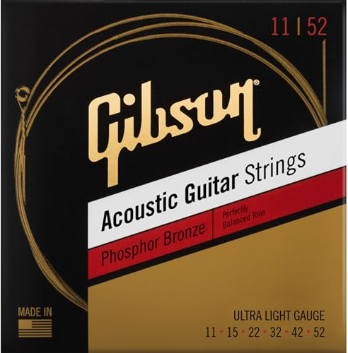GIBSON ACCESSORIES strängar fosfor brons akustisk ultra light 11-15-22-32-42-52, för akustisk gitarr (SAG-PB11)