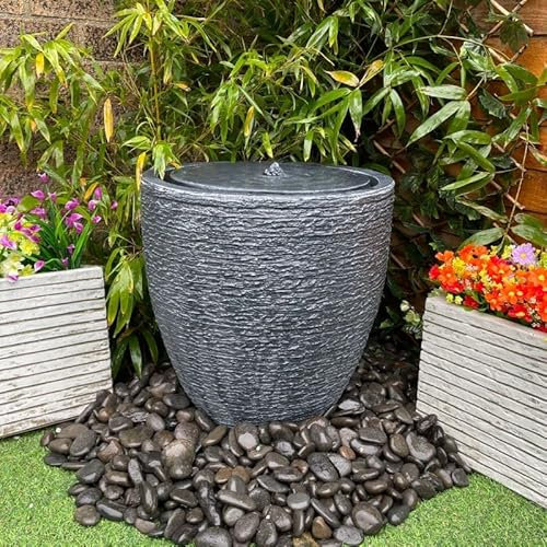 Tranquility Slate Effect Avril Solar Powered Water Feature,Waterfall, Water Fountain, Garden Decoration, Garden Feature