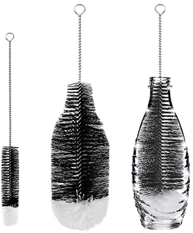 Lot de 2 Goupillon Bouteille Brosses de Nettoyage Brosse Bouteille Nettoyage Avancé pour Bouteilles en Verre Thermos Biberons Et Tasses.
