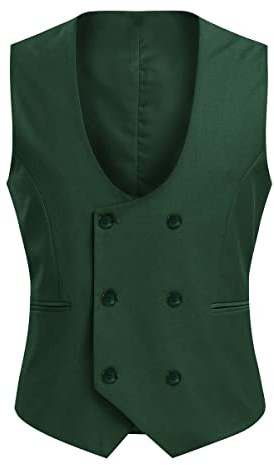 Allthemen Gilet Homme Casual Business Vest de Costume sans Manches Blazer | Double Boutonnage,à Col En U,Couleur Unie Classique,Slim Élégante,Avec Poche Pour Mariage, Fête d'Affaires,Tenue Quotidienne