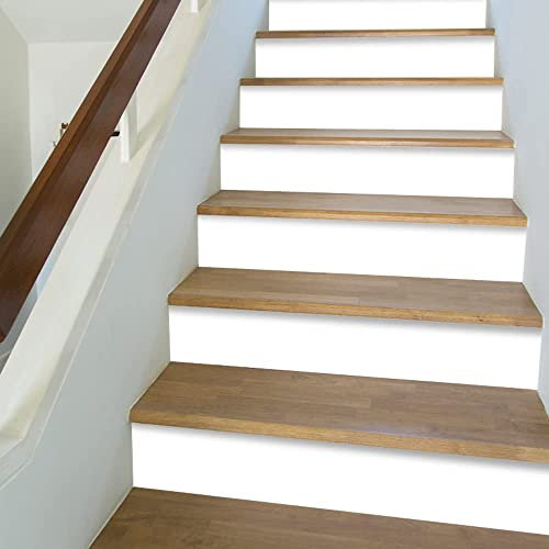 Funlife 14 adesivi in vinile per scale autoadesive, strippaggio scale adesivo contatto carta, 18 x 100 cm, bianco puro