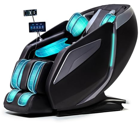 RelaxRelife Full Body Zero Gravity Massage Chair with Body Scan 4D Intelligent Shiatsu Strecth Massage, Back/Leg Heated with AI Voice Control Bluetooth Speaker Airbags SL Track Massage Black