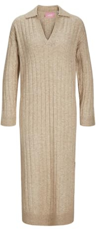 JJXX Jxozzy Diverse Polo Neck Dress Knit Vestido de Punto, Beige, XS Mujeres