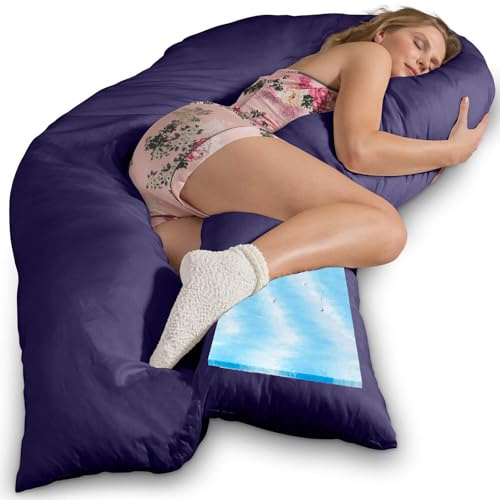 Traumreiter Seitenschläferkissen Visco XXL mit Bezug Baumwolle Marine Blau. Hybrid Kissen +1cm Memory Foam für Männer und Frauen. Wendekissen Weich & Fest. Ergonomie Zertifiziert