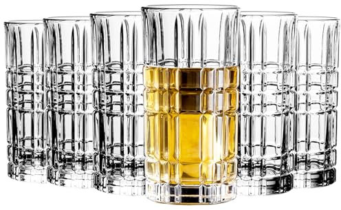 binsakao Highball - Juego de 6 vasos altos para bebidas Collins para agua, jugo, cócteles, cerveza, refrescos, vino (14 onzas)