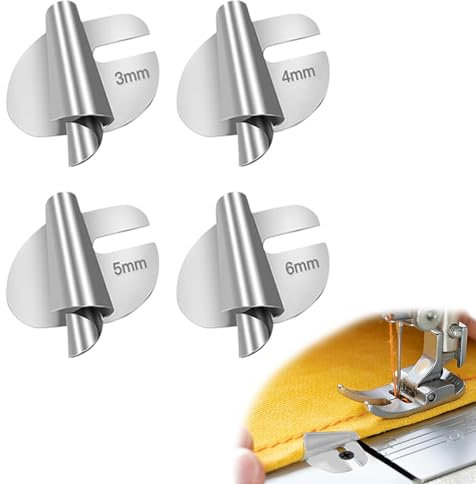 4 Stück Nähmaschinen Zubehör,Nähmaschine für Meterware Nähfuß Zum Stoff Nähen Fabric Sewing Set für Stoffe Rollsaumfuß Rollsaumfuss Hose Kleidung Nähmaschinenfüße Tailors Textilien Nähset Accessories