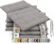 ZOLLNER 8er Set Sitzkissen in 40x40cm - gemütliche Stuhlkissen mit Bindebänder - waschbar bis 30°C - in braun-weiß-gestreift - Oeko Tex® Zertifiziert