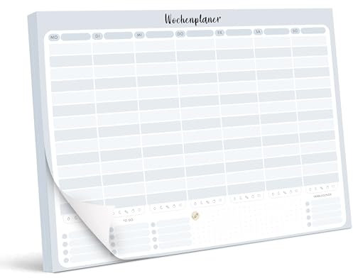 BIROYAL Wochenplaner Block Undatiert A4 (50 Seiten) - Weekly Planner mit To Do Liste - Wochenkalender - Wochen Planer mit Wochenübersicht & Einkaufsliste - Schreibtischunterlage Papier für Aufgaben