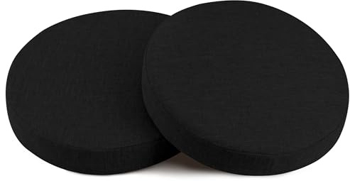 OVOV Non-Slip Round Chair Cushions for Dining Chairs 16/40cm Black 2 Pack | Circle Shape, Removable Cover for Easy Clean, Stays in Place, for Dining Chairs, Kitchen Chairs, Bar Stools, Comfort Sitting