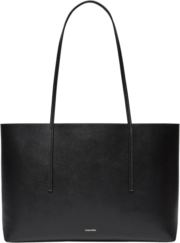 Calvin Klein Donna Borsa Tote Bag Foil Logo con Custodia Estraibile, Nero (Black/Toasted Coconut), Taglia Unica