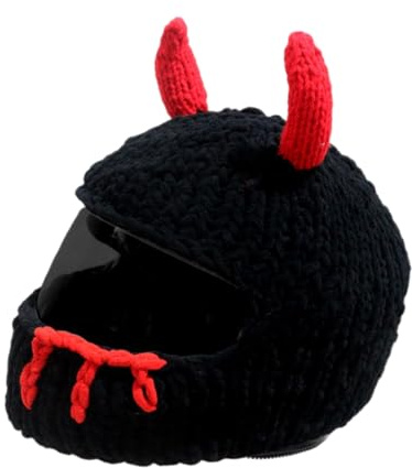 Sehuby Cappello lavorato a maglia, corno moto caschi copre peluche cartone animato lavorato a maglia caschi coperture protettive per piacevoli corse Snowboardi