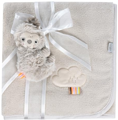 Fehn Manta de Peluche Perezosa - mullida y Suave para bebés y niños pequeños a Partir de 0+ Meses - para abrazar, como Alfombrilla para Gatear o Manta para casa y para Llevar Fuera