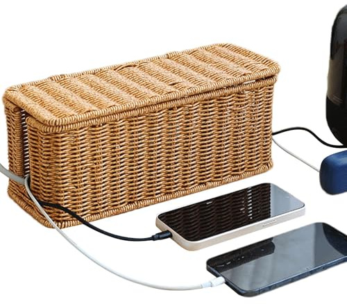 Cesto di per nascondere router e modem, 'organizzatore via cavo, cesto della stazione di, nascosta cavo con coperchio | Nascondotti in filo intrec