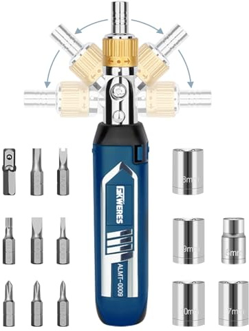 14-in-1 Ratcheting Screwdriver Set, Multi-Angle Socket Screwdriver with Multi Bits/Sockets, Compact Foldable Design for Home DIY, Electronics & Furniture Repair