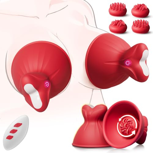 Nipple Toys Vibrator for Women-5IN1 Nipple Stimulator Toy with 10 kneading Rotating Modes 4 Brush Heads Massager, Vibrating Nipple Clamps BDSM Adult Toys for Women Couples Pleasure